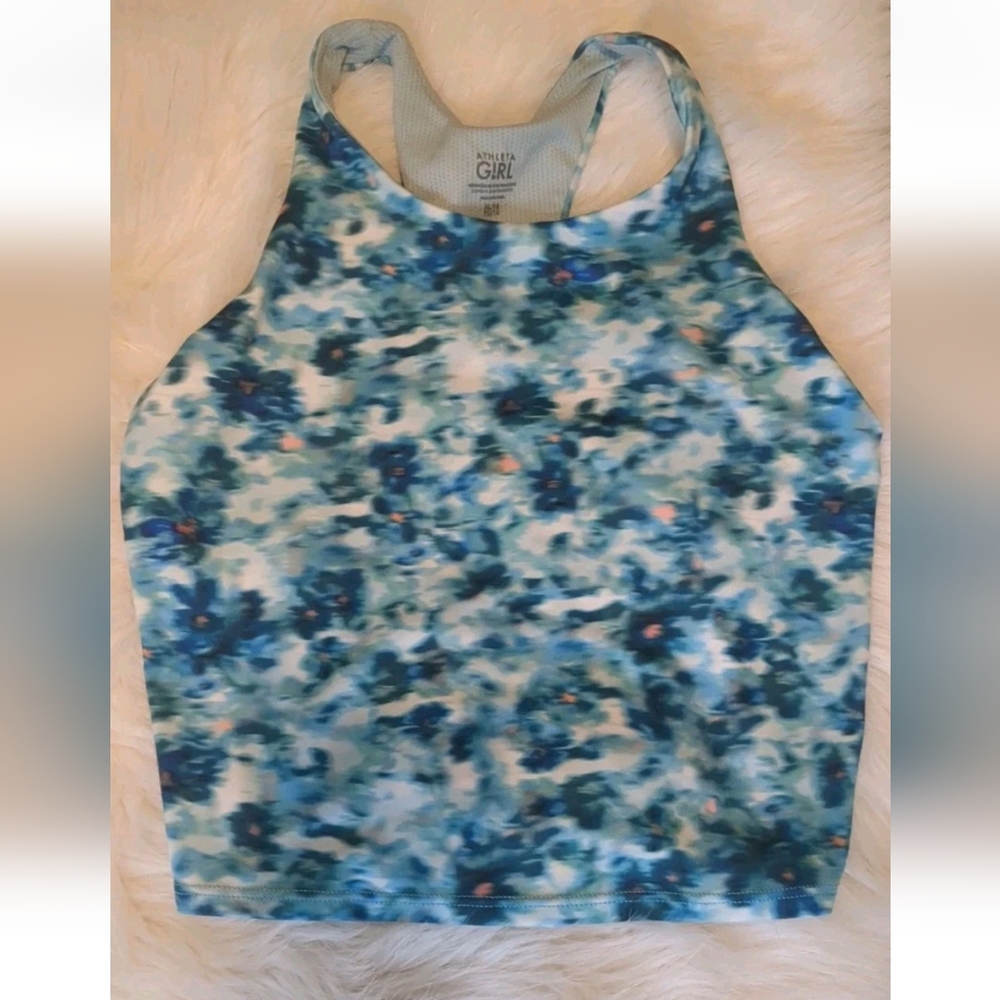 Athleta Blue Floral Tank Top